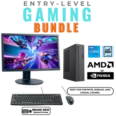 Entry Level Gaming Desktop Intel i5 CPU 16GB RAM SSD+HDD + 23" Monitor 1GB Graph - image 1 of 2