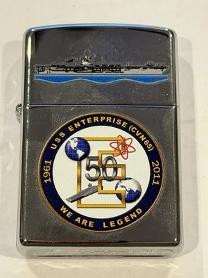Zippo Lighter USS Enterprise Navy Atomic Carrier 50th Anniversary NIB Unstuck - Image 1 of 4