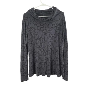 Cut Loose Cowl Neck Lagen Look Long Sleeve Top M Womens Geometric Gray - Picture 1 of 6