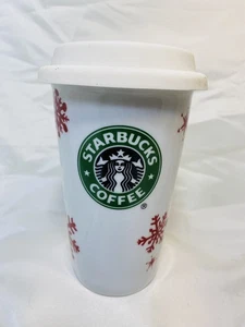 Starbucks Mug Snowflakes 10 Oz Ceramic Double Wall 2010 Tumbler Mug - Picture 1 of 7