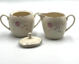 Edgerton "First Love" Pink Rose Creamer and Sugar Set Vintage USA - Picture 1 of 5