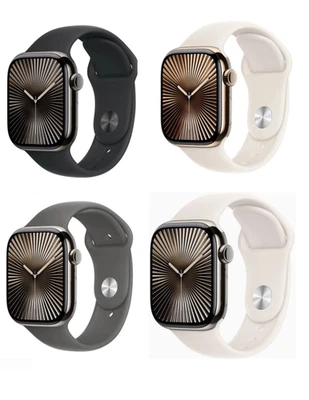 Apple Watch Series 10 46 мм GPS + сотовая связь - титан + спортивный ремешок 64 ГБ отличное состояние - Изображение 1 из 4