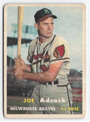 1957 Joe Adcock Topps #117 Milwaukee Braves VG - Image 1 of 3