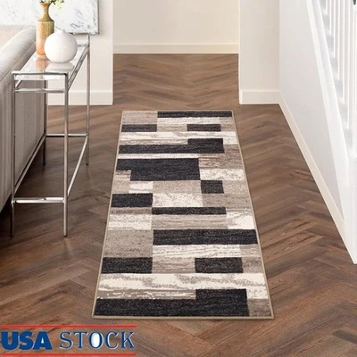 Durable Cozy Nylon Area Rug Indoor Patchwork Design Non Slip Runner Floor Mat US - Image 1 of 4