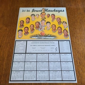 1985 - 1986 Iowa Hawkeyes Basketball Calendar Poster B.J. Armstrong Roy Marble - Picture 1 of 7