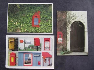 3 POSTCARDS OF BRITISH POST BOXES, POST OFFICE LETTER BOX, RED POSTBOX ENGLAND - Picture 1 of 2