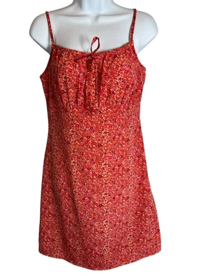 Vintage Y2K Mini Babydoll Slip Dress  Size M  Orange Ditsy Floral Milkmaid Coque - Image 1 of 4