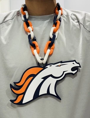 🔥Collar de cadena de gran tamaño Denver Broncos - Cadena de abanico audaz impresa en 3D... Foto 1 de 4