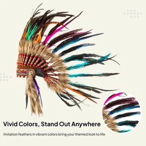 Copricapo  americano per Halloween, copricapo di piume artificiali - Foto 1 di 7