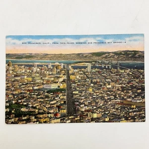 Postcard San Francisco CA From Twin Peaks Unposted Linen - Picture 1 of 7