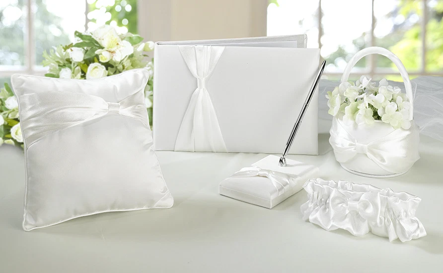 Juego de libro y bolígrafo para invitados de boda anillo portador almohada flor niña cesta liga  Foto 1 de 1