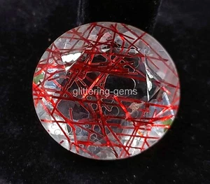 68 Ct Certified Lab-Created Red Rutilated Quartz Oval Cut Loose Gemstone 4OUF - Picture 1 of 8