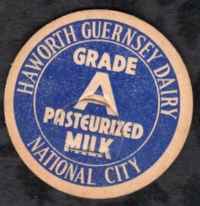 Tappo bottiglia latte latte Haworth Guernsey Haworth anni '30 circa città nazionale, CA #N - Foto 1 di 2