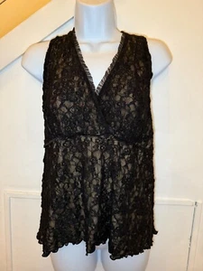 NEW MACY'S INC BLACK LACE TANK TOP, Petite Medium PM MP - Picture 1 of 2