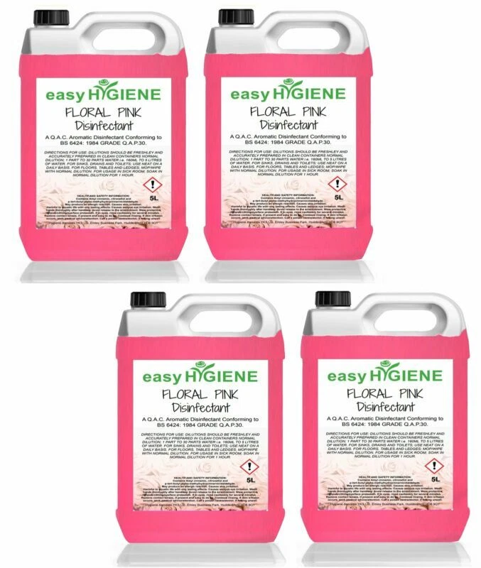 EASYHYGIENE 20 Litre FLORAL PINK Disinfectant 4x 5L Kennel Patio Car Washroom Deodoriser