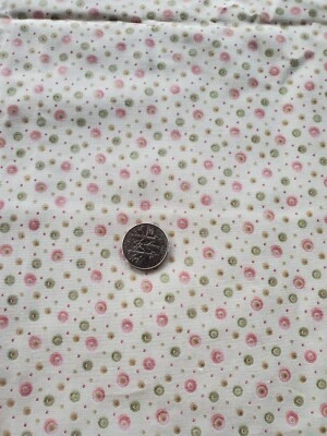 2 1/2 Yds Paris Cats Benartex Quilt Sewing Fabric Dots Circles Pinks Greens - Image 1 of 3