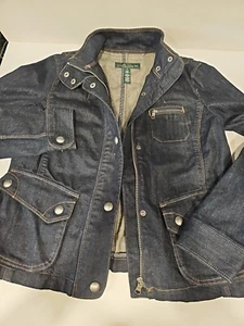 LRL Ralph Lauren Jeans Co Nolita Military Denim Jean Jacket Women’s Size SMALL - Picture 1 of 14
