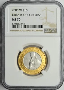 2000 W $10 LIBRARY OF CONGRESS NGC MS 70 - Picture 1 of 2