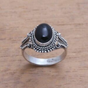 Black Onyx Gemstone 925 Sterling Silver Jewelry  Engaegmant  Ring EM- 23