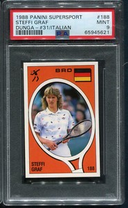 1988 Panini SuperSport Italian Steffi Graf PSA 9 MINT no 10s - great tennis card