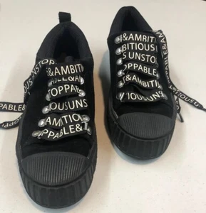 Zara Sneakers Black Platform Ambitious Unstoppable Size 7 Very Sassy! - Picture 1 of 9