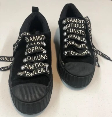 Кроссовки Zara черные на платформе амбициозные неудержимые размер 7 очень нахальные! - Изображение 1 из 4