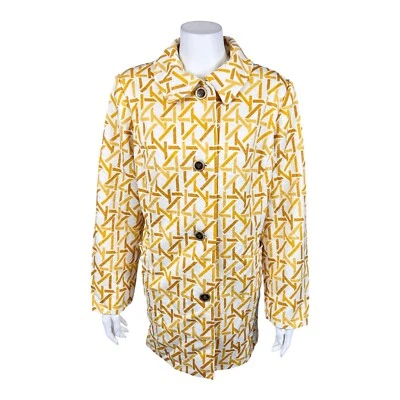 Dennis Basso 女式提花针织纽扣前夹克金色 18W 码 — 第 1/2 张图片