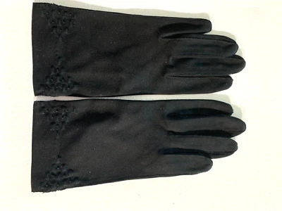 Guantes DE COLECCIÓN VAN RAALTO Negro Puño Decorativo Todo Algodón Para Mujer Talla 6 1/2 Foto 1 de 4
