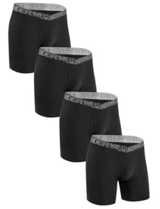 Men's 4-Pack Big & Tall L-5XL Boxer Briefs Underwear XX-Large 4 Black - Picture 1 of 7