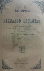LE OPERE DI BERNARDO DAVANZATI vol. 2 [Paperback] a cura di E. Bindi - Picture 1 of 1