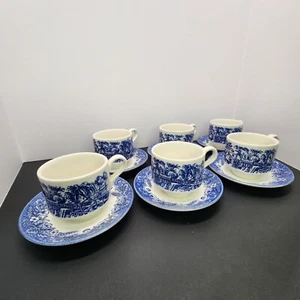 Vintage Churchill Currier und Ives Harvest Heritage Mint Tassen & Untertassen 6er Set - Bild 1 von 10