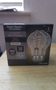 Better Homes & Gardens A19 LED Vintage Light Bulb 40W 2-Pk Dimmable Soft White - Picture 1 of 2