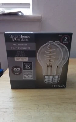 Better Homes & Gardens A19 LED Vintage Light Bulb 40W 2-Pk Dimmable Soft White - Image 1 of 2
