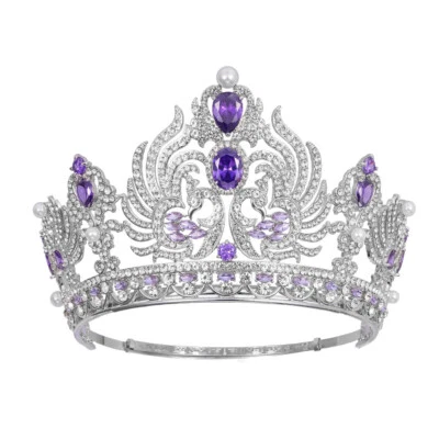 Tiara corona de cristal circonita cúbica de 10 cm de alto boda reina princesa ajustable para mujer Foto 1 de 2