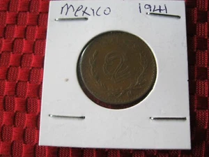 Mexico 2 Centavos 1941 Mo Type 3 AU Bronze KM#419  - Picture 1 of 2