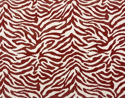 P KAUFMANN FUZZY CAYENNE RED ZEBRA CHENILLE MULTIPURPOSE FABRIC BY YARD 56"W - Image 1 of 4