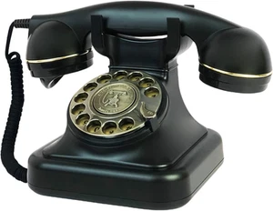 Retro Black Corded Telephone 1930s Vintage Landline Analog Phone Home Office - Picture 1 of 12