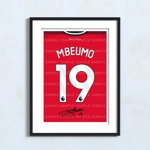 MBEUMO 2025/2026 FIRMADO ESCUADRÓN DE JUGADORES IMPRESIÓN FOTO ENMARCADA PÓSTER EQUIPO MANCHESTER - Imagen 1 de 14