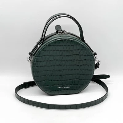 Bolso Bandolera REBECCA MINKOFF Jody Croc Cuero Repujado Círculo Verde Redondo Foto 1 de 4