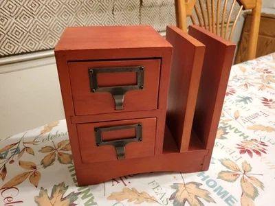 Wooden Cabinet With 2 Drawers & 2 Slot Mail, Letter & Bill Sorter Organizer VGC - Image 1 of 4
