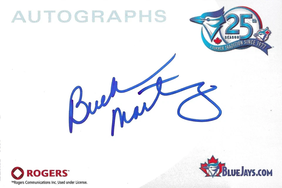 Buck Matinez Autograph Post Card Toronto Blue Jays - Image 1 of 1
