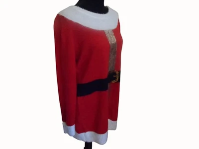 Santa Claus Sequin Christmas Sweater Tunic or Dress Womens Size M - Image 1 of 4