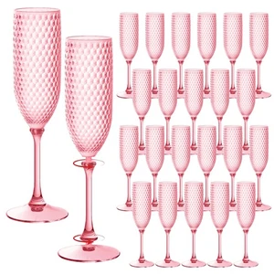 Rosa Kunststoff Sektflöten 24 Stück, 5,5 Unzen Unzerbrechlich Abnehmbar Champagner... - Bild 1 von 6