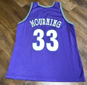 Vintage 90s Charlotte Hornets Alonzo Mourning #33 Champion Jersey - Size 48 - Picture 1 of 8