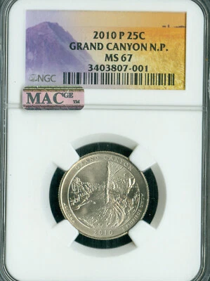 2010 P GRAND CANYON QUARTER NGC MS67 PQ  BUSINESS STRIKE & MAC SPOTLESS * - Image 1 of 2