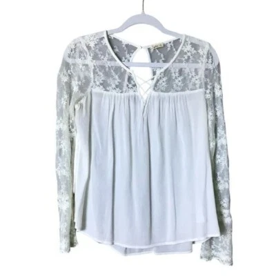 Vintage Y2K Hollister Baby Doll Top Small Lace Fairycore Sheer Bella Swan White - Image 1 of 4