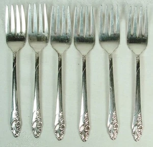 EVENING STAR ONEIDA COMMUNITY SILVERPLATE 6 SALAD FORKS 1950 - Picture 1 of 3