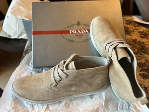 PRADA Scarpe SUEDE VELOUR 3 LUXURY DESERT BOOTS SNEAKERS SHOES 4T2334 BEIGE 43 9 - Foto 1 di 9