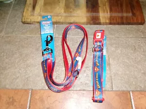 New Justice League Superman Pet Fans Dog Collar & Leash Sz L/XL 16-26" - Picture 1 of 4