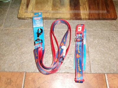Nuevo collar y correa para perro Justice League Superman Pet Fans talla L/XL 16-26" Foto 1 de 4